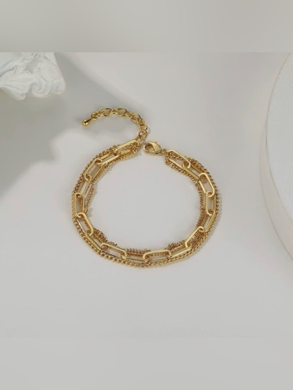 18k Plated Layered PaperClip Link Bracelet